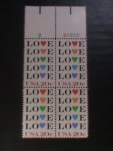 ​UNITED STATES-1984 SC#2072 COLORFUL LOVE -MNH PLATE BLOCK OF 4 VERT FINE