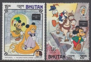 BHUTAN # 555-6 DISNEY STAMPS CELEBRATES AMERIPEX '86 INT'L STAMP EXHIBITION