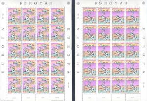 FAROE ISLANDS LOT OF 18  EUROPA COMPLETE SHEETLET SETS OF TWENTY  STAMPS MINT NH 