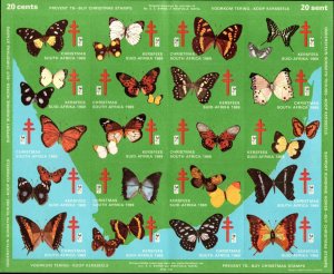 South Africa - 1969 Butterflies Christmas Seals Sheet MNH**