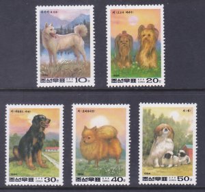 North Korea DPR 3289-93 MNH 1994 New Year of the Dog Full Set of 5 Very Fine