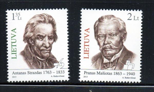 Lithuania Sc 993-4 2013 Famous Lithuanians stamp set mint NH