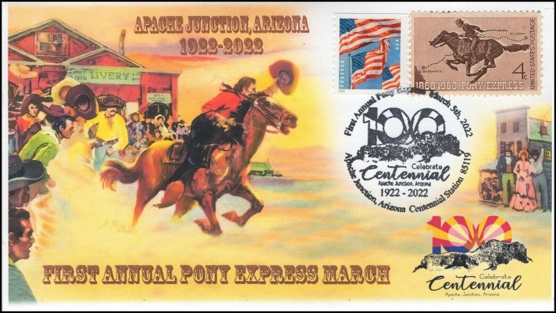 22-046, 2022, Apache Junction, Event Cover, Pictorial Postmark, Pony Express