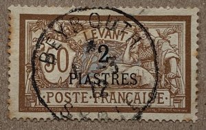 French Offices in Turkey 1905 2pia on 50c; near complete BEYROUTH cds. Scott 35