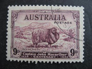 Australia Macarthur centenary sheep 9p used Sc 149 nice stamp, check it out!