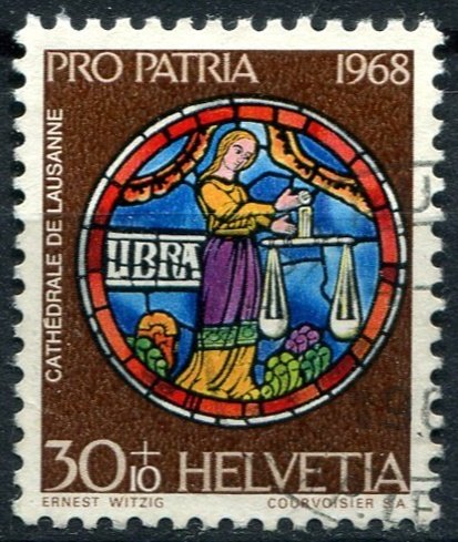 Switzerland Sc#B376 Used, 30c+10c brn & multi, Pro Patria 1968 (1968)