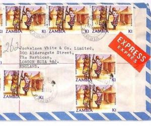 ZAMBIA Lusaka SPECTACULAR HIGH RATE Registered Express Cover London 1989 FF184