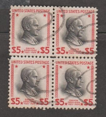 U.S. Scott #834 Coolidge Stamp - Used Block of 4