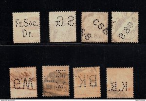 Germany Reich 8 used stamps with perfins Eagles 1880
