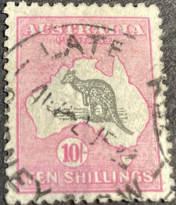 AUSTRALIA # 55-USED**THIN**--SINGLE--BRITE PINK & GRAY--1917