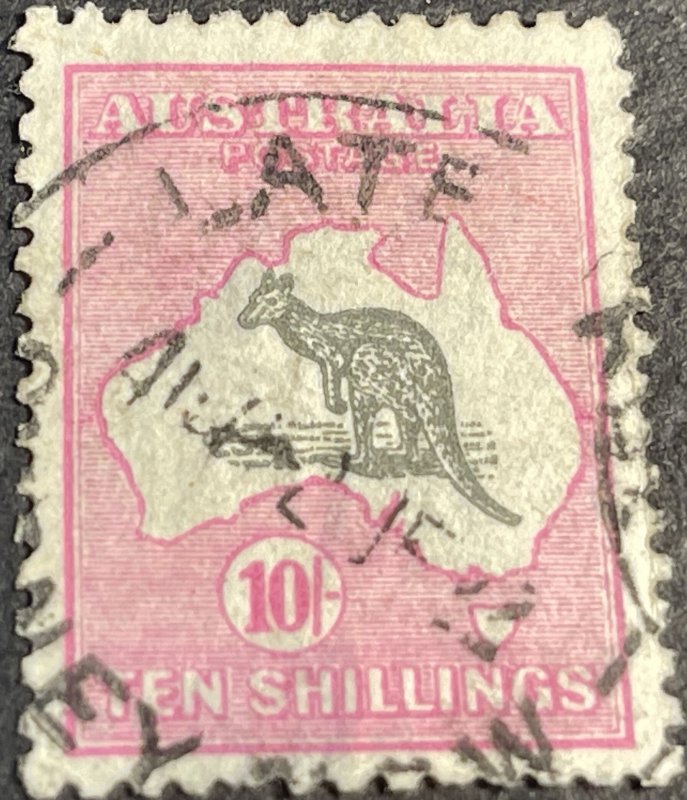 AUSTRALIA # 55-USED**THIN**--SINGLE--BRITE PINK & GRAY--1917
