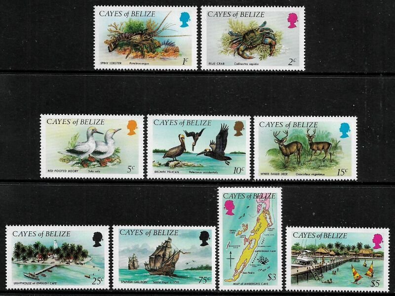 Belize, Cayes #1-9 MNH Set - Animals - Marine Life - Scenic Views