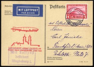 Germany, Zeppelin Flights #Si. 109Ab, 1931 Magdeburg Flight card