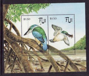 Fiji-Sc#711- id9-unused NH sheet-Birds-Kingfisher-1994-