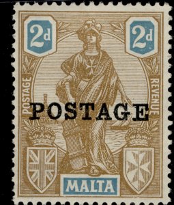 MALTA GV SG147, 2d bistre-brown and turquoise, VLH MINT.