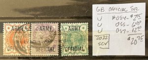 Great Britain #O54,O55,O57 Used- SCV=$20.75