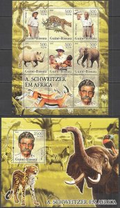 Bc1417 2005 Guinea-Bissau Wild Animals Schweitzer In Africa #3269-74+Bl544 Mnh