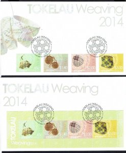 Tokelau: 2014, Weaving, Set + Miniature Sheet on 2   First Day Covers