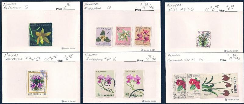 WORLDWIDE Topical Flowers (100) Different Sets Mint & Used