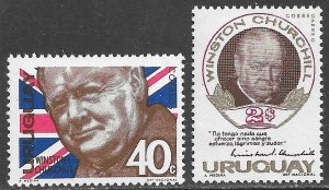 URUGUAY 1966 Sir Winston Churchill Set of 2 Scott 728, C284 MNH