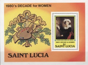 St. Lucia 577 (mvlh s/s) $5 decade for women, Vigée le Brun (1981)