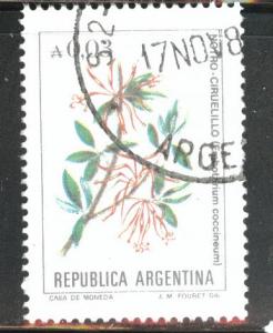 Argentina Scott 1441 used flower stamp new currency 1983-85