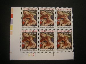 Scott 2427, 25c Christmas, PB6 #2221 1 LL bottom, MNH Beauty