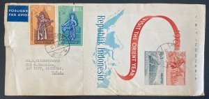 1961 Djakarta Indonesia First Day Cover FDC To Bay City MI USA Orient year