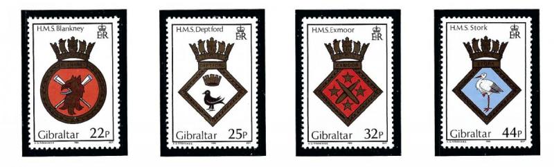 Gibraltar 552-55 MNH 1989 Royal Navy Ship Crests