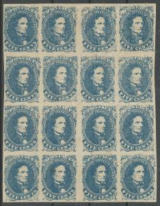 CSA Scott #4 Stone 2 Mint NG Vertical Gutter Block of 16 Confederate Stamps