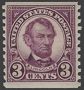 #600 3c Abraham Lincoln Coil Single 1924 Mint NH