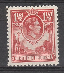 NORTHERN RHODESIA 1938 KGVI GIRAFFE AND ELEPHANT 11/2D RED