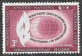 UN New York SC 47 - Flame & Globe Human Rights Day - MNH - 1956