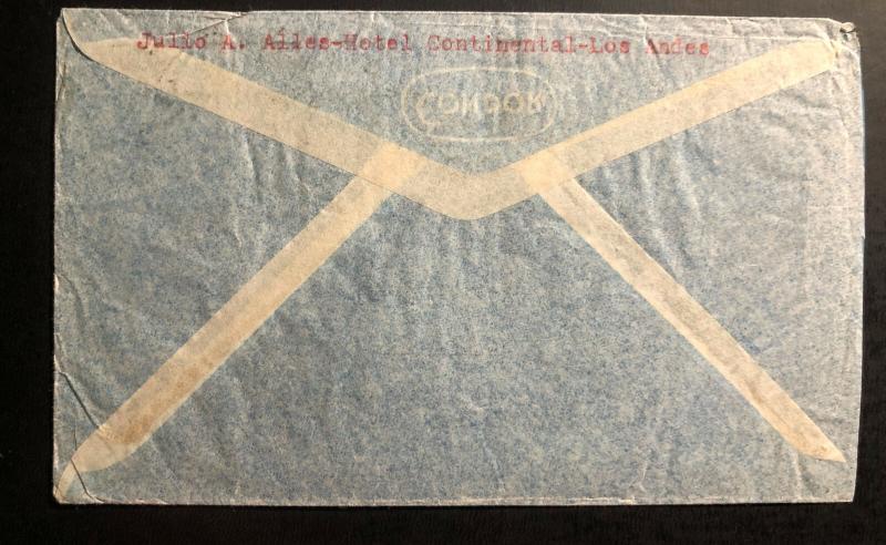 1936 Los Andes Chile Airmail Cover to Zurich Switzerland 2