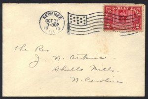 U.S. 1913 PARCEL POST USED ON FIRST CLASS COVER KEWAUNEE ILL TO