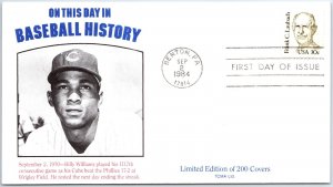 US FIRST DAY COVER BASEBALL HISTORY BILLY WILLIAMS LIMITED EDITION OF 200 1984