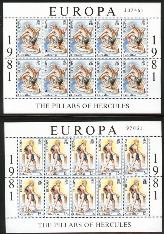 Gibraltar Scott 400-401 MNH**Europa 1981 Hercules sheet 