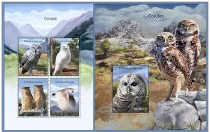 ST. TOME PRINCIPE 2014 2 SHEETS st14315ab OWLS BIRDS HIBOUX 