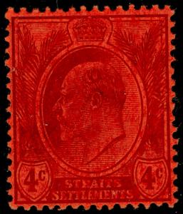 MALAYSIA - Straits Settlements SG129, 4c purple/red, LH MINT. Cat £26.