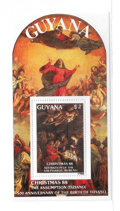 Guyana 1988 Christmas Adoration of Shepherds Rubens S/S Sc 1992b MNH C13