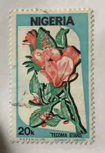 Nigeria 1986  Scott 493 used - 20k, Flowers, Tecoma stans