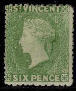 ST. VINCENT QV SG23, 6d pale green, M MINT. Cat £650.