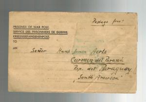 1948 Egypt MEL German POW Prisoner of War Letter Cover to Paraguay Antonio Aerts