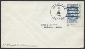 USA 1936 cover 3c Byrd imperf SAVOONGA / ALASKA cancel, signed postmaster..62456