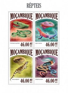 Mozambique 2013 Lizards and Snakes  4 Stamp Sheet 13A-1350