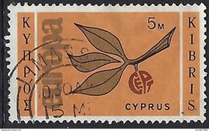 CYPRUS 1965 QEII 5m Black, Orange-Brown & Orange SG267 Fine Used