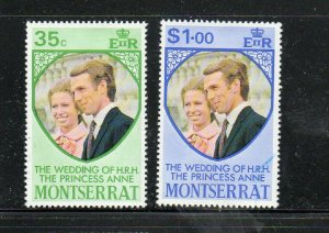 MONTSERRAT #300-301  1973 WEDDING OF PRINCESS ANNE  MINT  VF LH  O.G  a