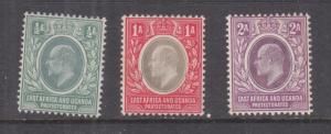 KENYA & UGANDA, 1904 KEVII, Mult. CA, 1/2a., 1a. & 2a., lhm.