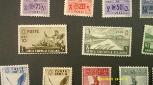 Italian East Africa 1938 Scott# 1-13 Mint Hinged VF-XF Short set of 13