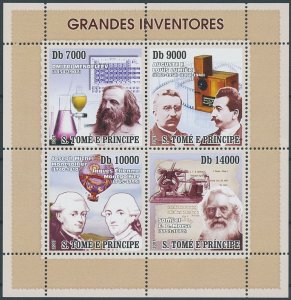 Sao Tome & Principe 2007 MNH Inventions Stamps Mendeleev Morse Lumiere 4v M/S